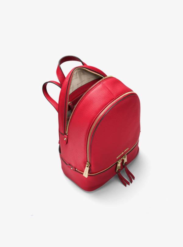 Damske Batohy Michael Kors Rhea Medium Leather Svetlo Červené - Kabelky Michael Kors Outlet | HRQEZ-4156